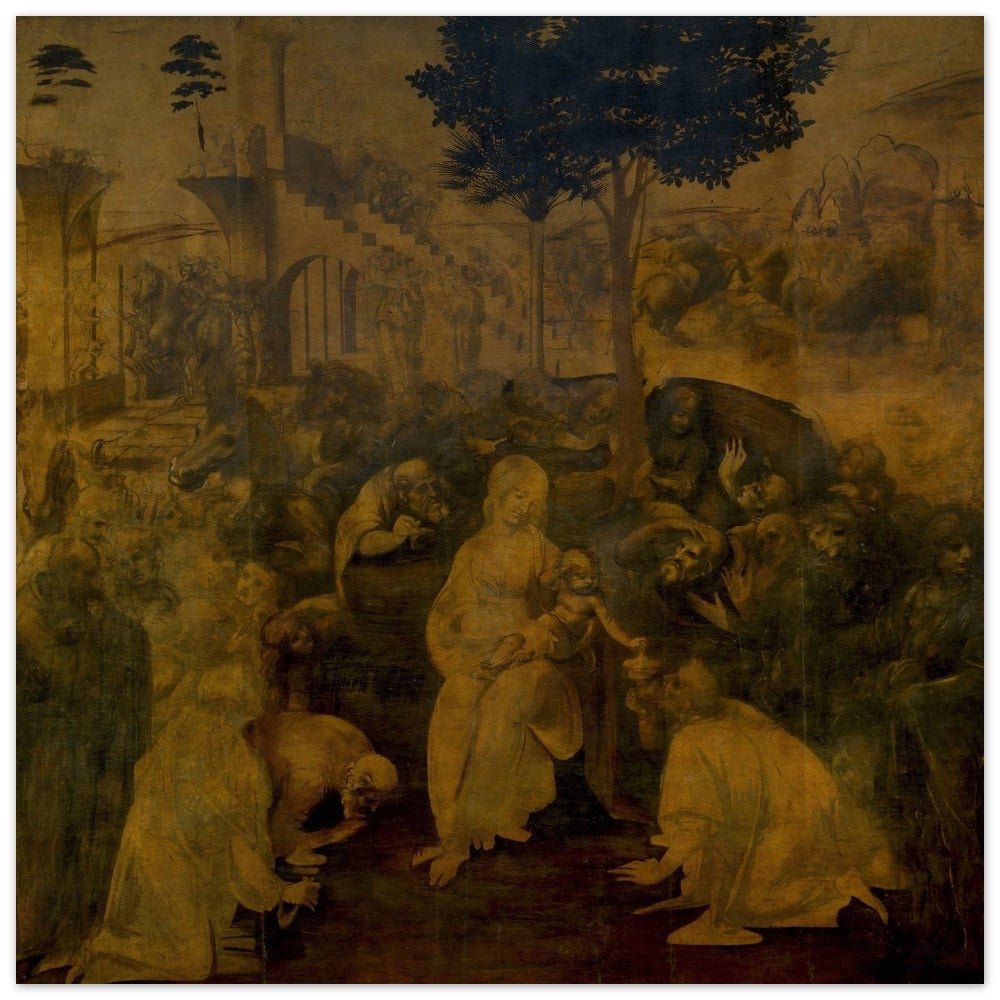 Adoration of the Magi by Leonardo da Vinci, 1481, Renaissance, fine art print