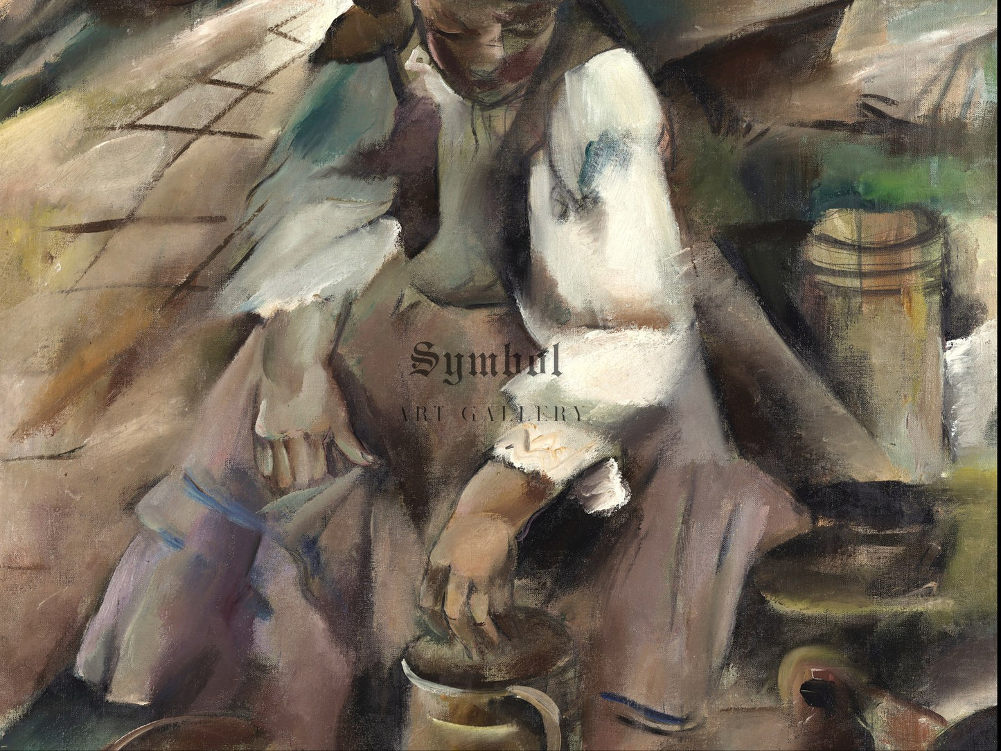 Peasant Woman with Wooden Pail by Elena Popea 1922, Wall Art Print, Fine Art Reproduction, Museum Quality Decor, Poster