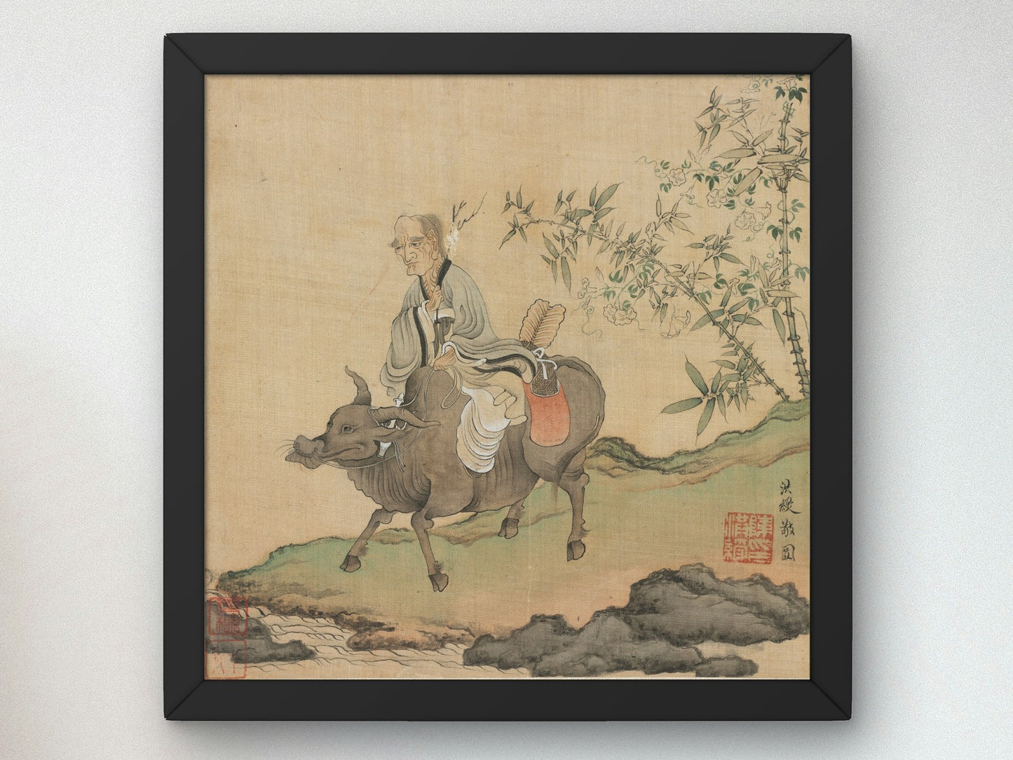 Laozi Riding an Ox by Chen Hongshou 1598, Wall Art Print, Fine Art Reproduction, Museum Quality Decor, Poster