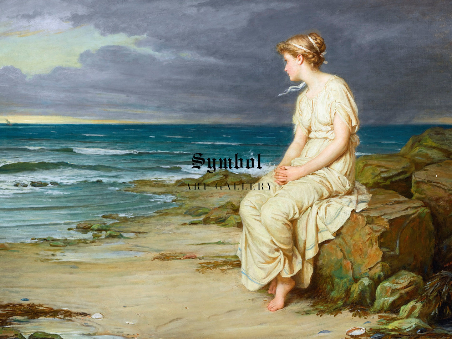 Miranda by John William Waterhouse 1901, Wall Art Print, Fine Art Reproduction, Museum Quality Decor, Poster