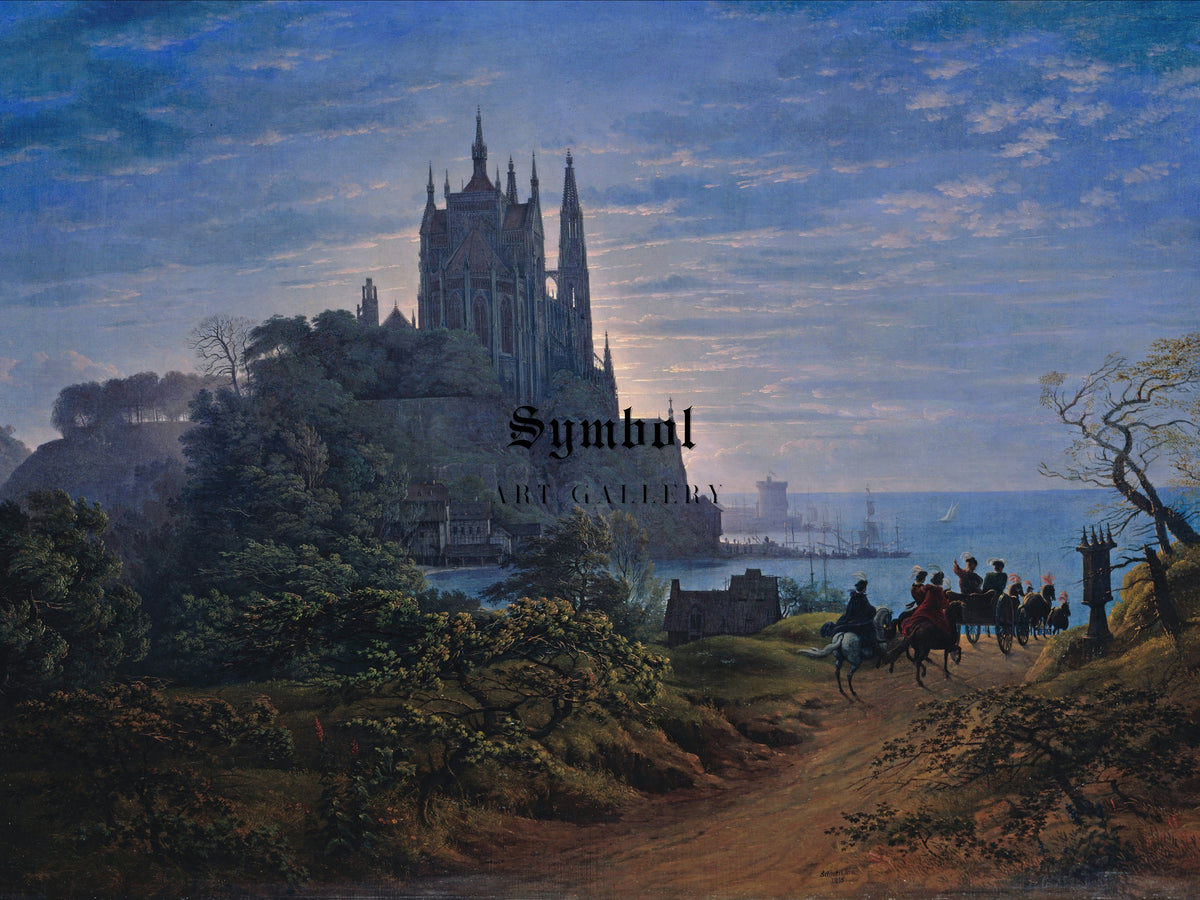 Gothic Church on a Rock by the Sea by Karl Friedrich Schinkel 1815, Wall Art Print, Fine Art Reproduction, Museum Quality Decor, Poster