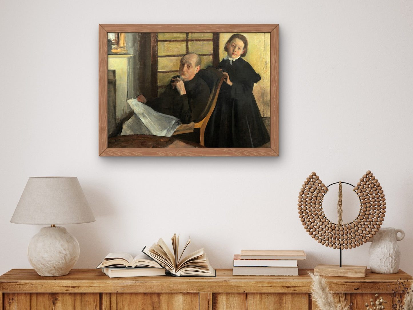 Henri Degas and His Niece Lucie Degas by Edgar Degas 1875, Wall Art Print, Fine Art Reproduction, Museum Quality Decor, Poster