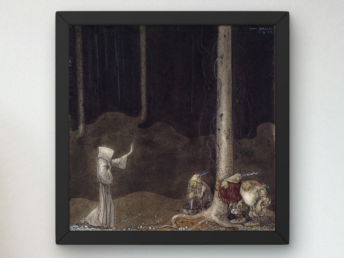 Brother St. Martin and the Three Trolls by John Bauer 1913, Wall Art Print, Fine Art Reproduction, Museum Quality Decor, Poster