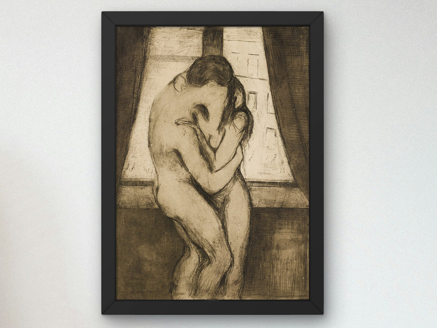 The Kiss by Edvard Munch 1895, Wall Art Print, Fine Art Reproduction, Museum Quality Decor, Poster