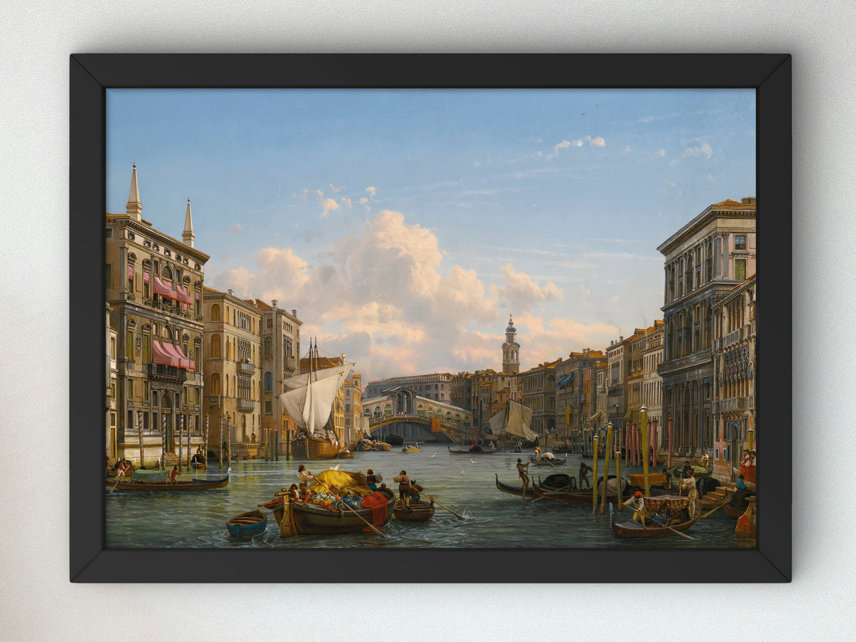A View of the Grand Canal Looking Towards the Rialto Bridge Venice by Friedrich von Nerly, Wall Art Print, Fine Art Reproduction