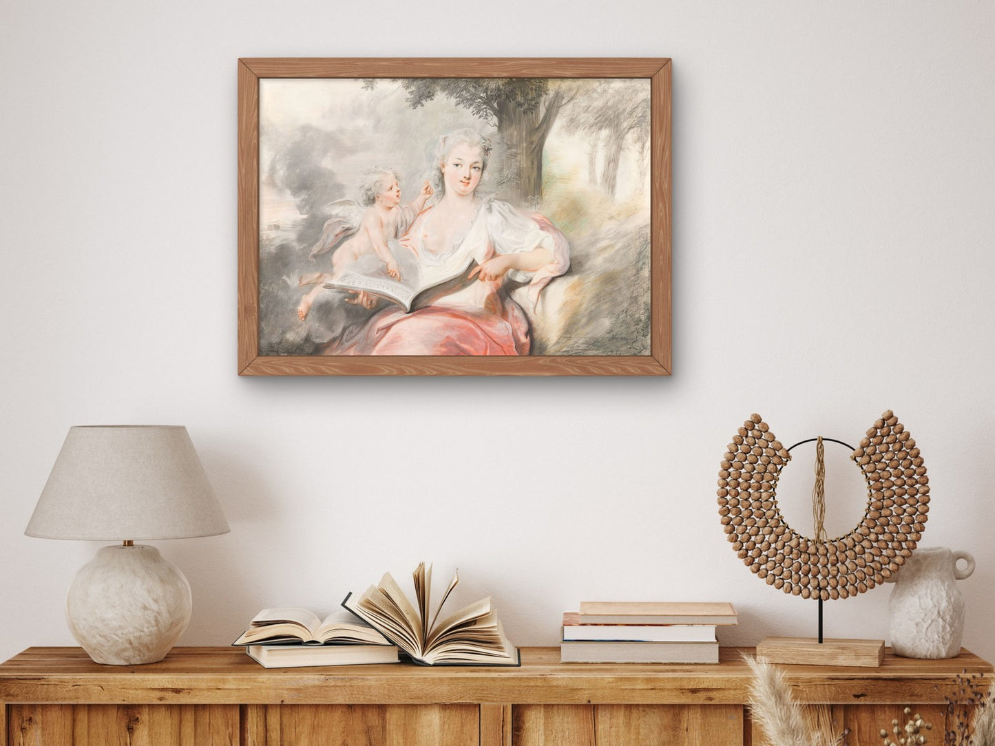 Lady with Cupid and a Songbook by Cornelis Troost 1745, Wall Art Print, Fine Art Reproduction, Museum Quality Decor, Poster