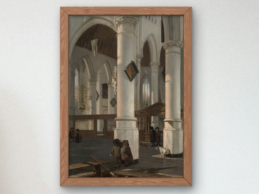 Interior of the Oude Kerk, Delft by Emanuel de Witte 1650, Wall Art Print, Fine Art Reproduction, Museum Quality Decor, Poster