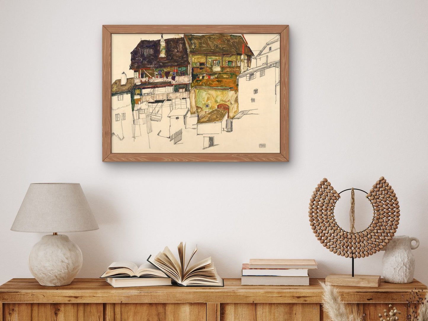 Old Houses in Krumau by Egon Schiele 1914, Wall Art Print, Fine Art Reproduction, Museum Quality Decor, Poster