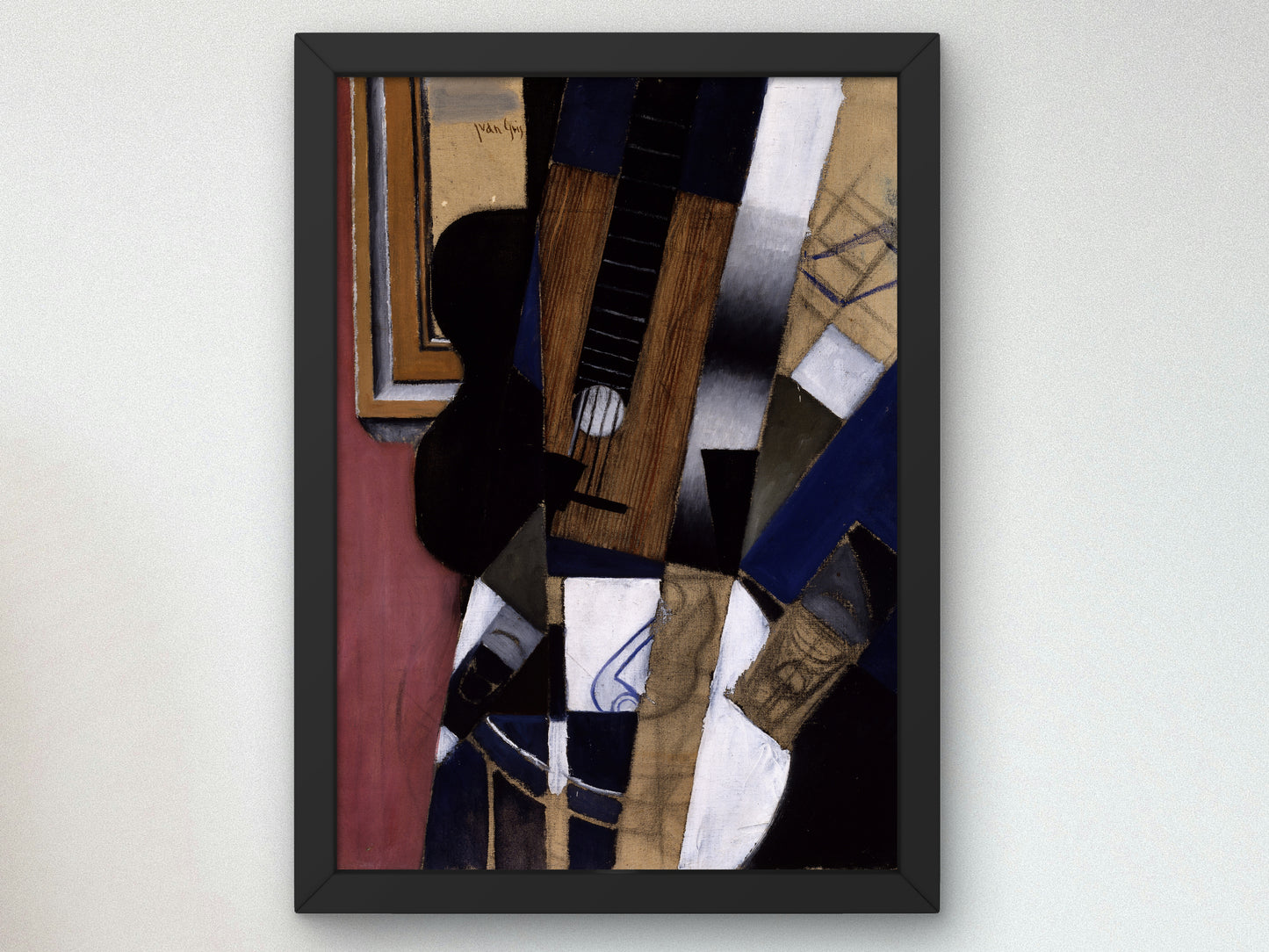 Guitar and Pipe by Juan Gris 1913, Wall Art Print, Fine Art Reproduction, Museum Quality Decor, Poster