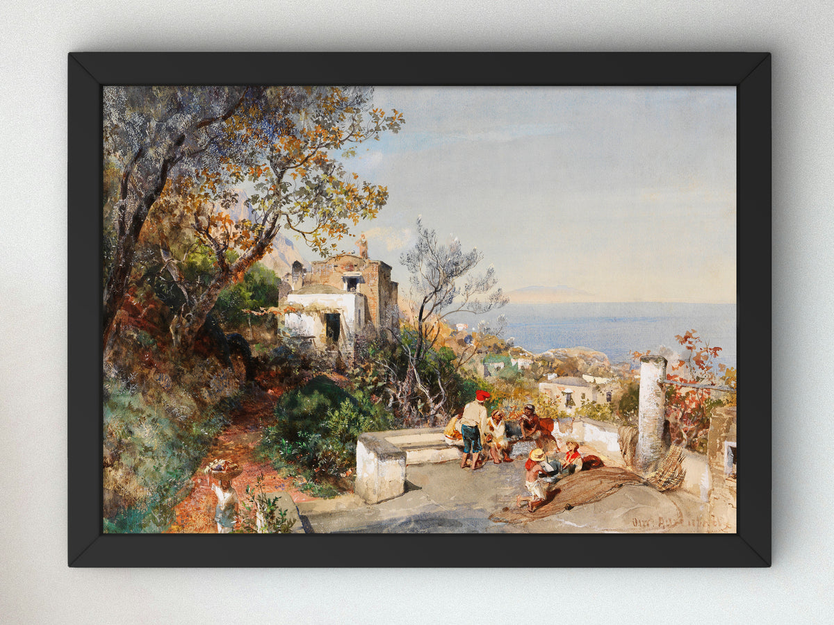 View over the Bay of Naples by Oswald Achenbach 1880, Wall Art Print, Fine Art Reproduction, Museum Quality Decor, Poster