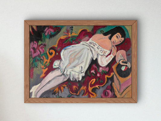 Girl in White Chemise by Ernst Ludwig Kirchner 1914, Wall Art Print, Fine Art Reproduction, Museum Quality Decor, Poster