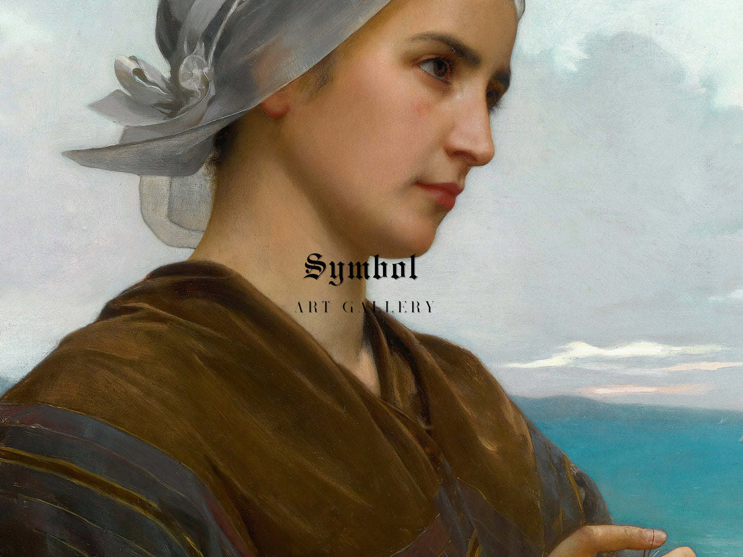 Breton Knitter by William Bouguereau 1871, Wall Art Print, Fine Art Reproduction, Museum Quality Decor, Poster