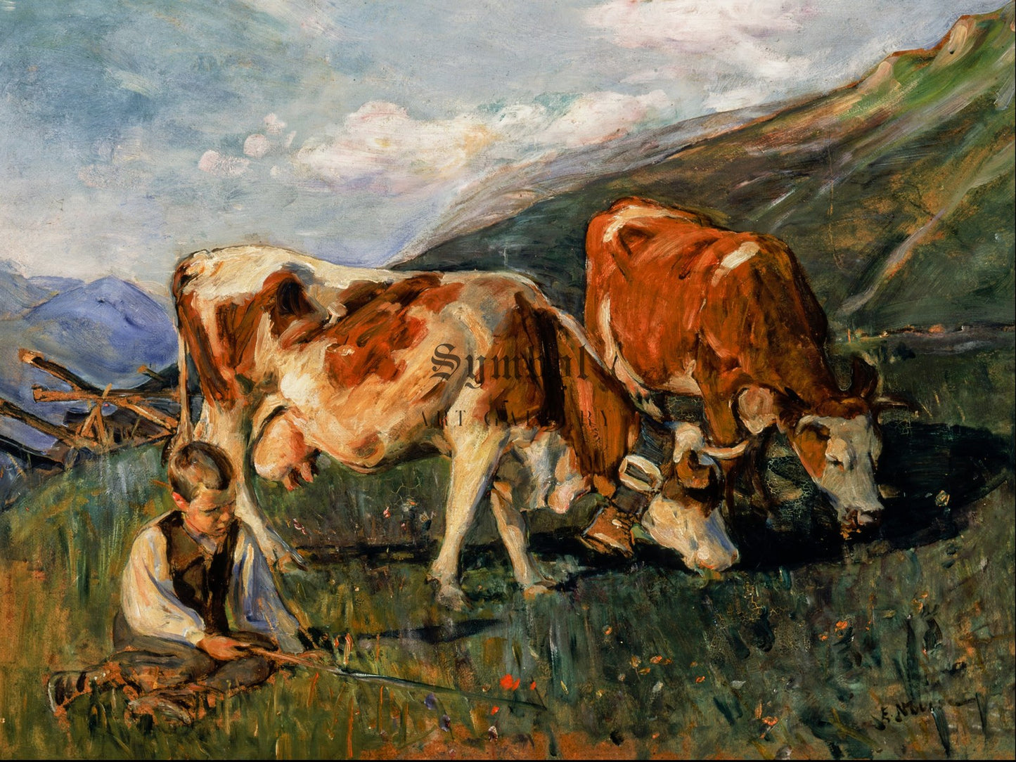 In the High Meadow by Elizabeth Nourse 1904, Wall Art Print, Fine Art Reproduction, Museum Quality Decor, Poster