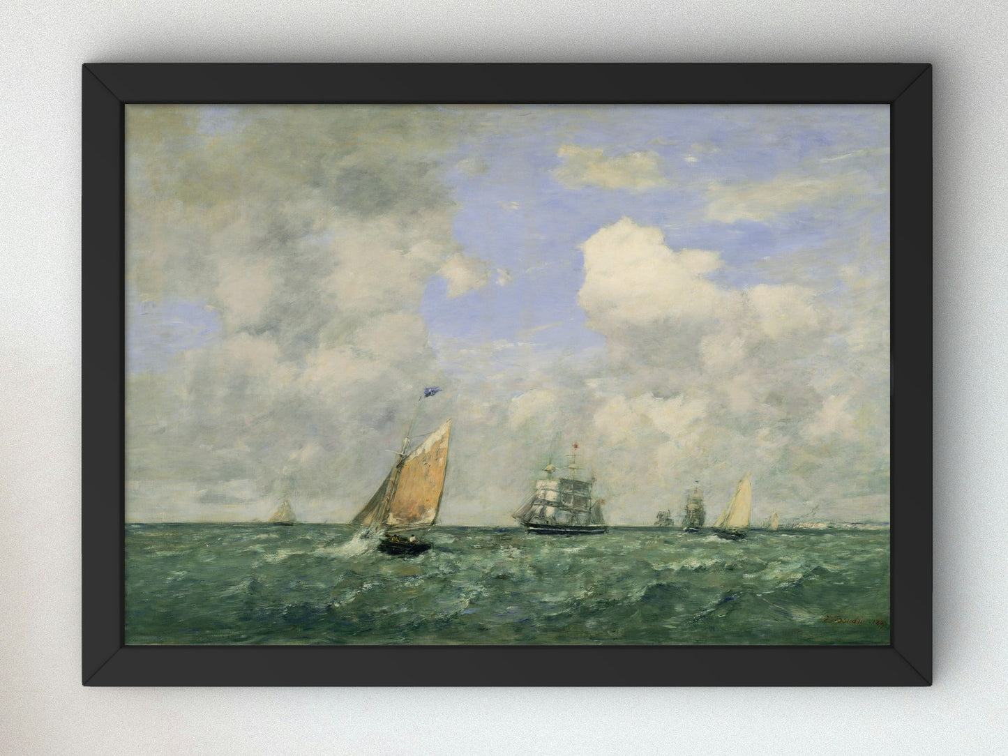 Ships and Sailing Boats Leaving Le Havre by Eugène Boudin 1887, Wall Art Print, Fine Art Reproduction, Museum Quality Decor, Poster