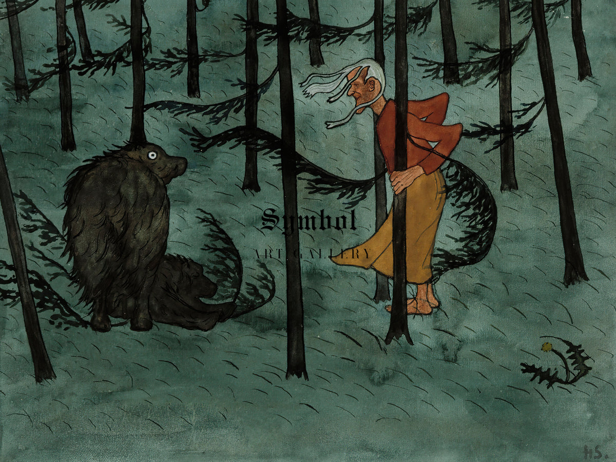 Fear in the Woods by Hugo Simberg 1896, Wall Art Print, Fine Art Reproduction, Museum Quality Decor, Poster