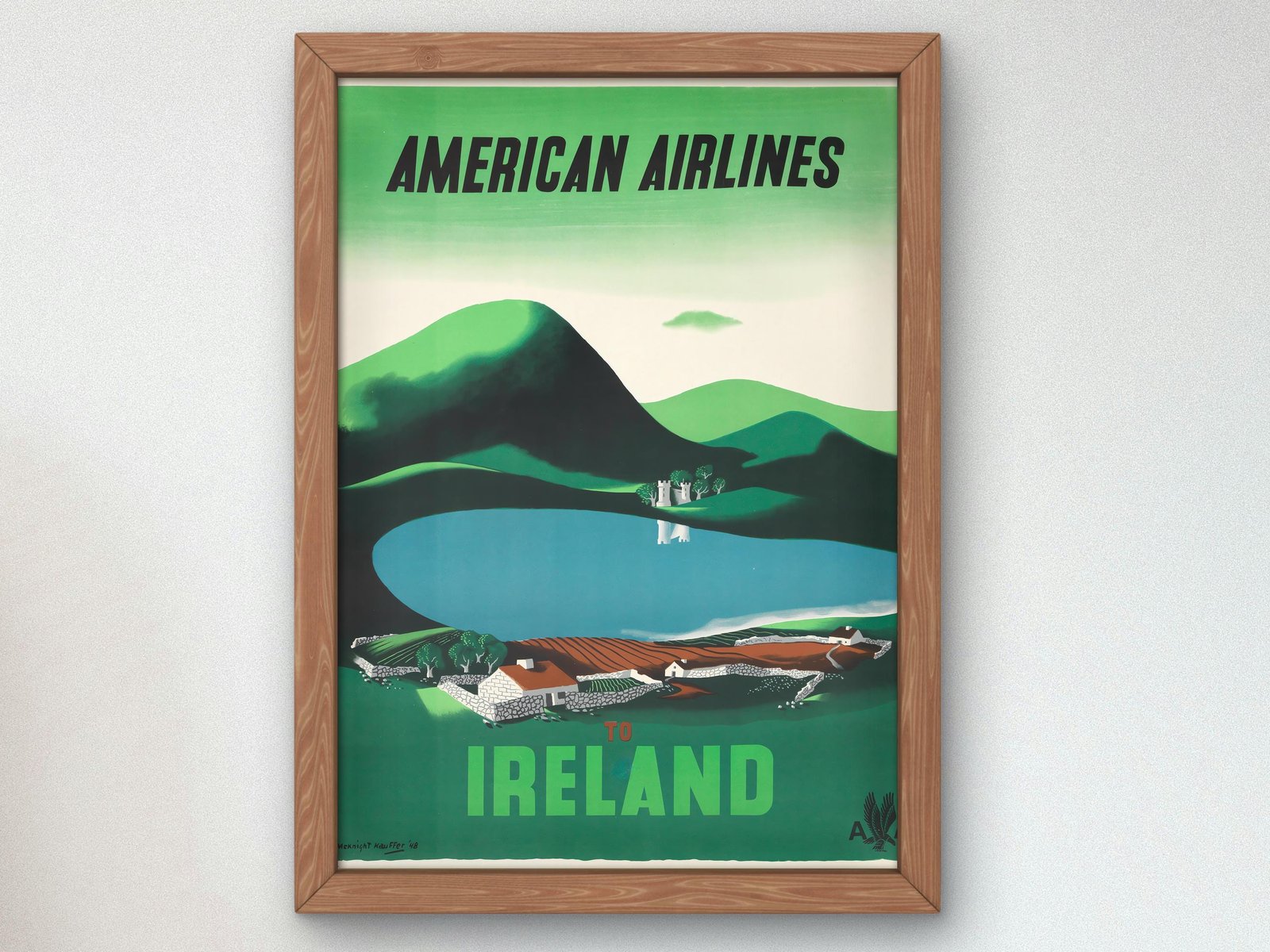 American Airlines Ireland by Edward McKnight Kauffer, 1948, Art Deco and American Modernism, fine art print
