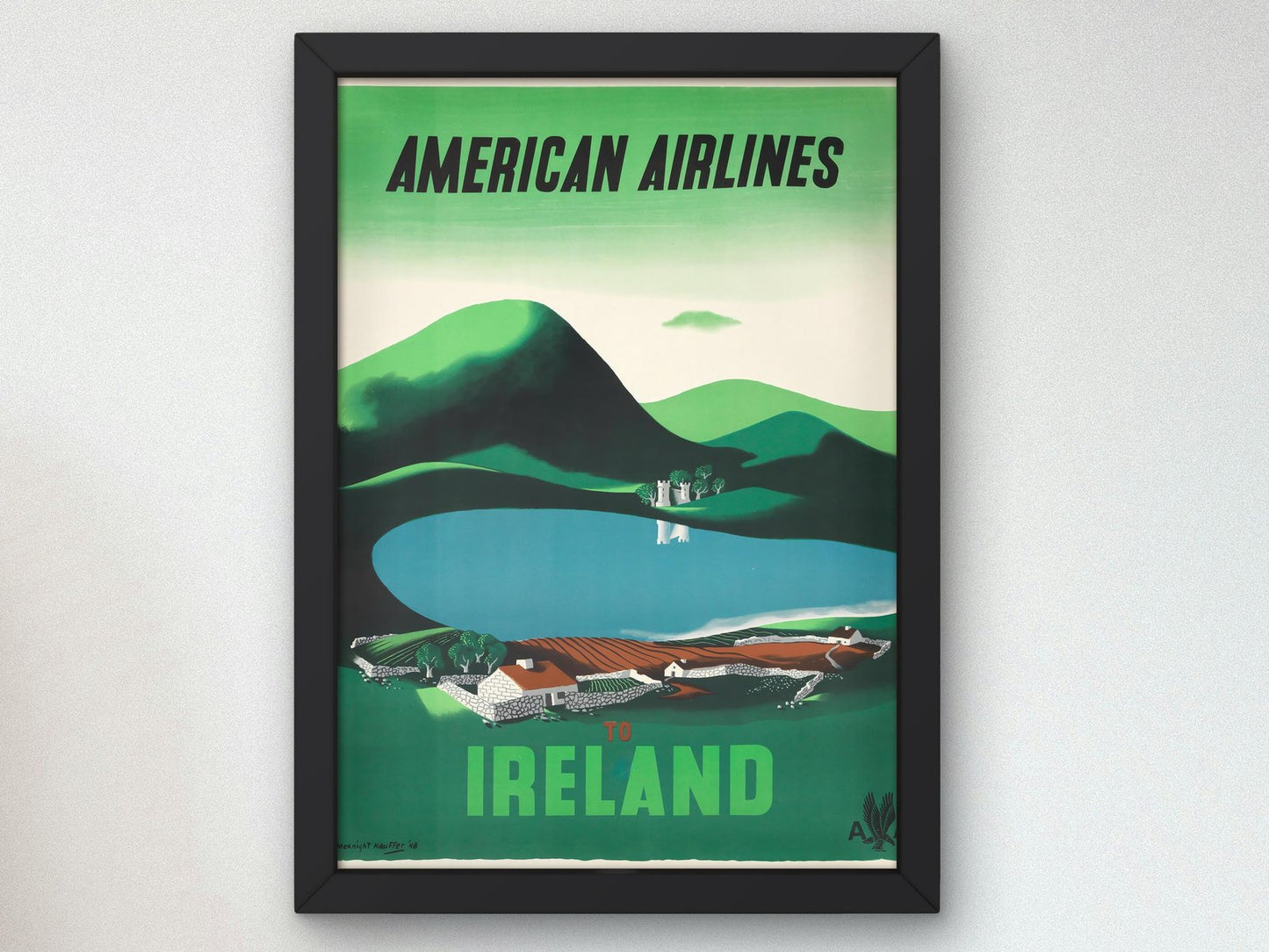American Airlines Ireland by Edward McKnight Kauffer, 1948, Art Deco and American Modernism, fine art print
