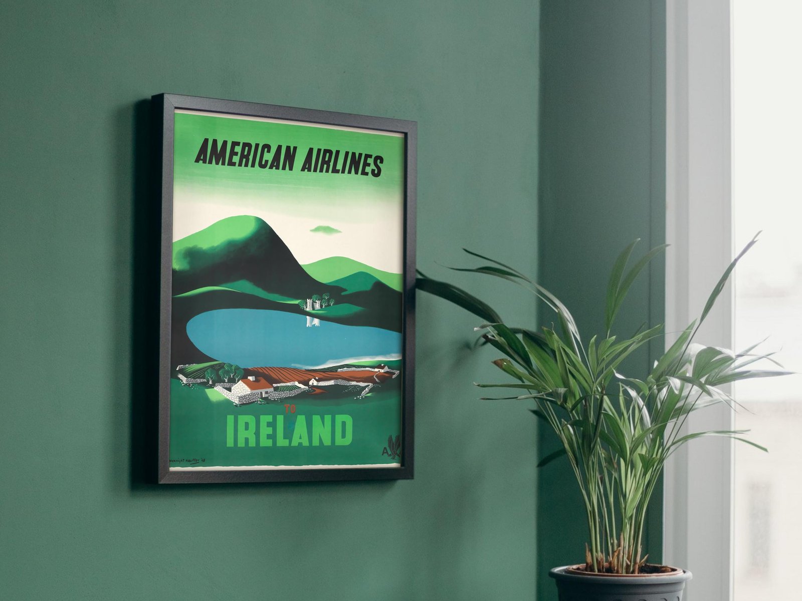 American Airlines Ireland by Edward McKnight Kauffer, 1948, Art Deco and American Modernism, fine art print