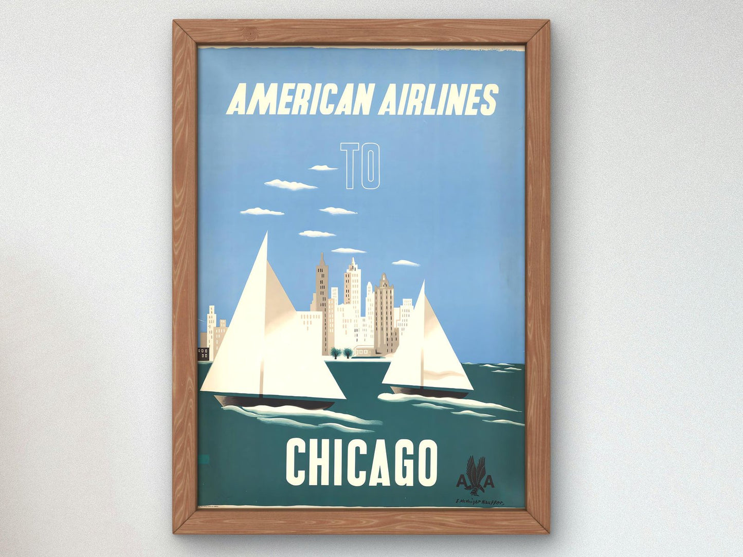 American Airlines to Chicago by Edward McKnight Kauffer, 1947, Art Deco and American Modernism, fine art print