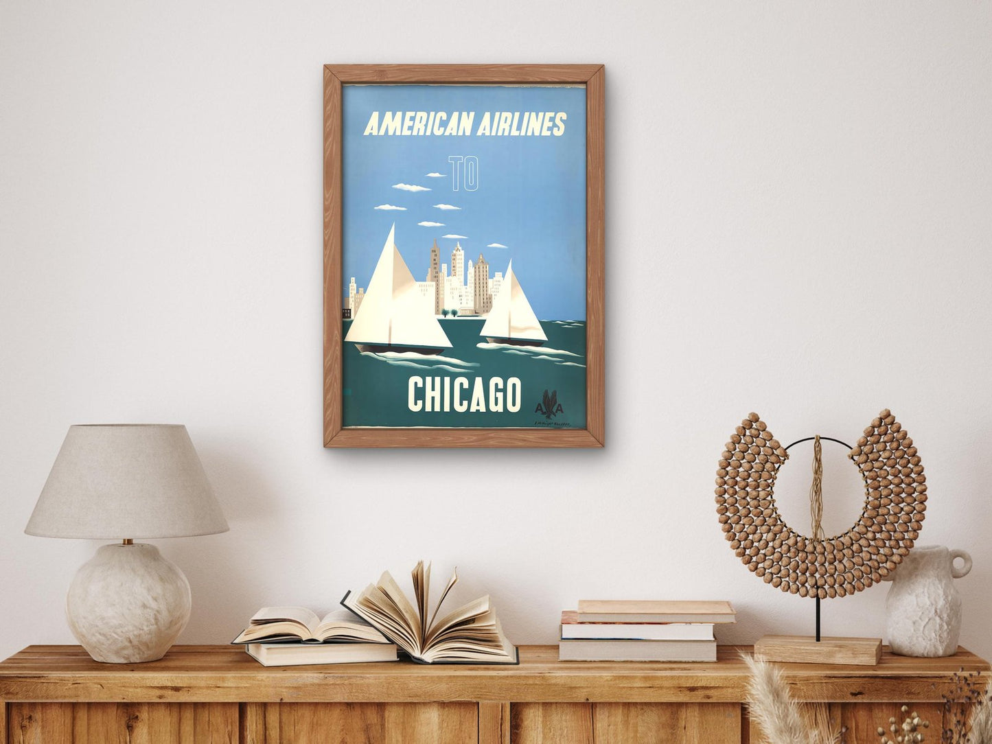 American Airlines to Chicago by Edward McKnight Kauffer, 1947, Art Deco and American Modernism, fine art print