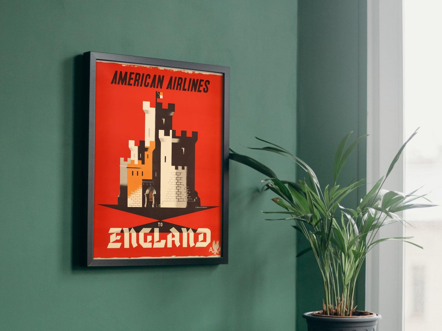 American Airlines to England by Edward McKnight Kauffer, 1950, Vintage Ads and Posters, fine art print