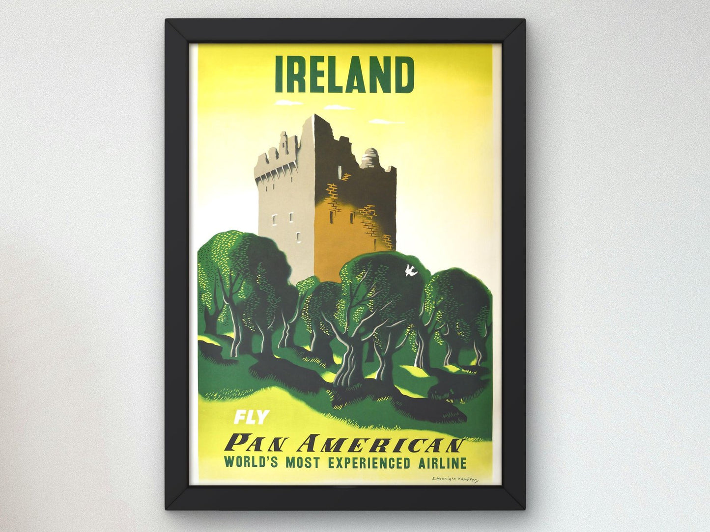 American Airlines Ireland Travel Poster by Edward McKnight Kauffer, 1948, Art Deco and American Modernism, fine art print