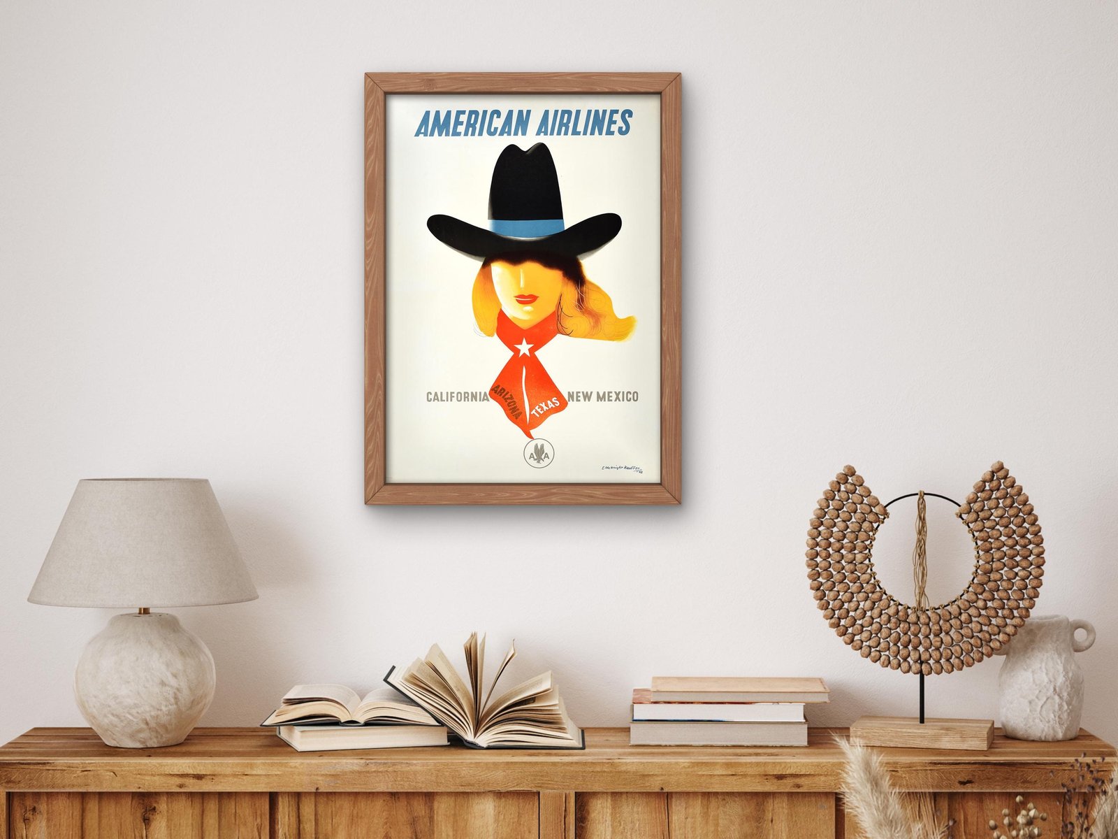 American Airlines Poster by Edward McKnight Kauffer, 1948, Vintage Ads and Posters, fine art print