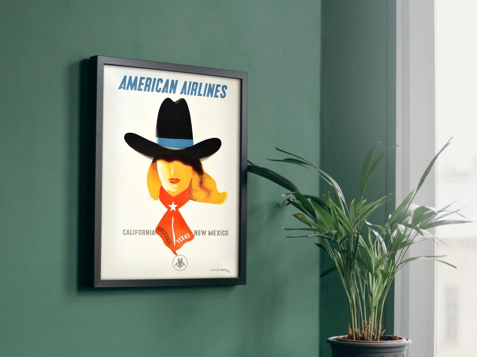 American Airlines Poster by Edward McKnight Kauffer, 1948, Vintage Ads and Posters, fine art print