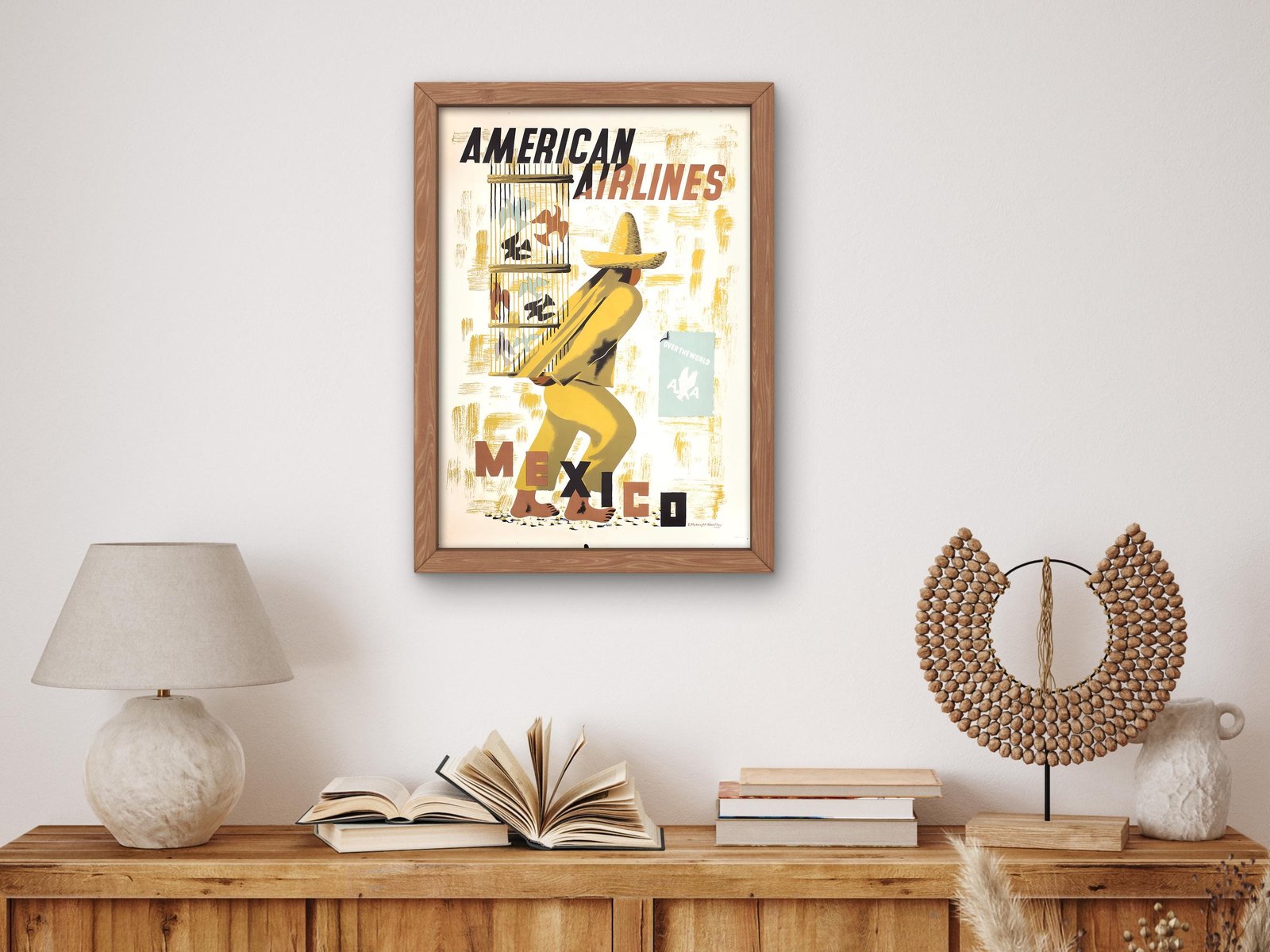American Airlines Mexico by Edward McKnight Kauffer, 1948, Vintage Ads and Posters, fine art print