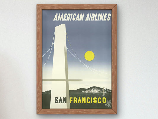 American Airlines San Francisco Poster by Edward McKnight Kauffer, 1948, Vintage Ads and Posters, fine art print
