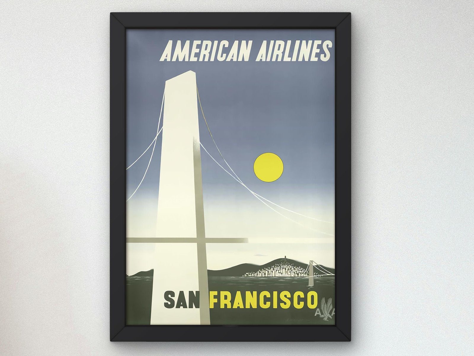 American Airlines San Francisco Poster by Edward McKnight Kauffer, 1948, Vintage Ads and Posters, fine art print