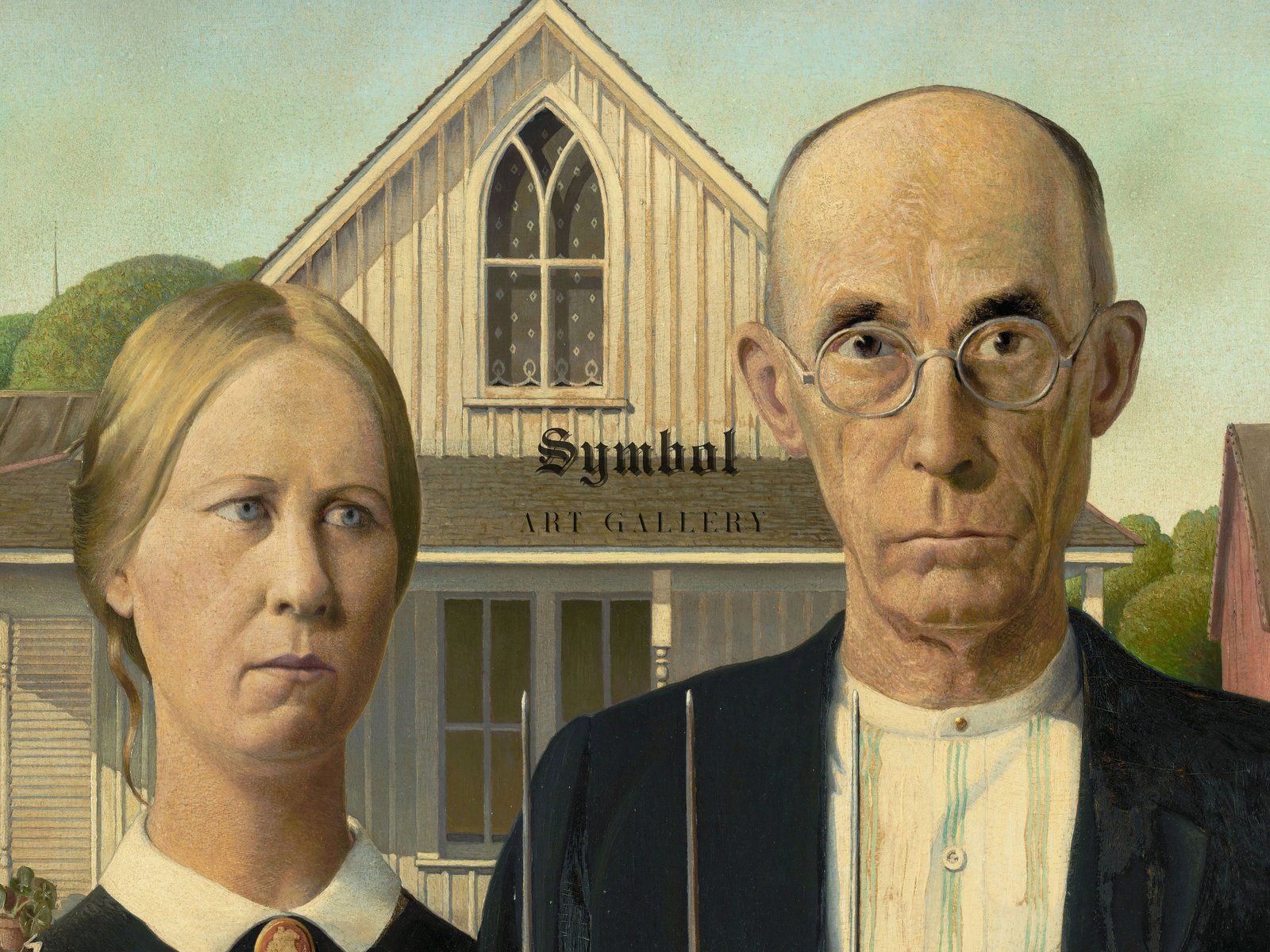 American Gothic by Grant Wood, 1930, Art Deco and American Modernism, fine art print