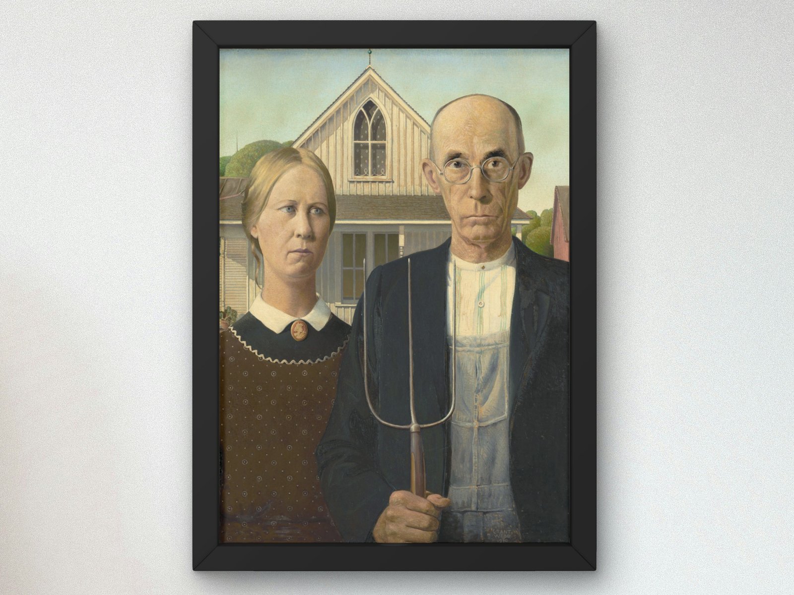 American Gothic by Grant Wood, 1930, Art Deco and American Modernism, fine art print