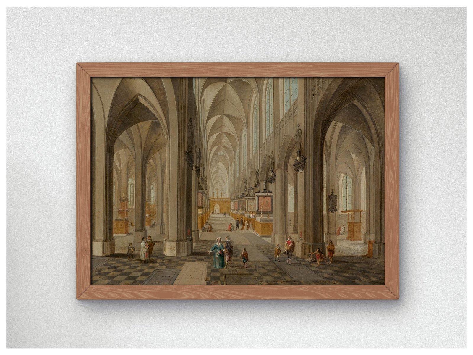 Antwerp Cathedral by Peeter Neeffs the Elder, 1655, Baroque and Chiaroscuro, fine art print