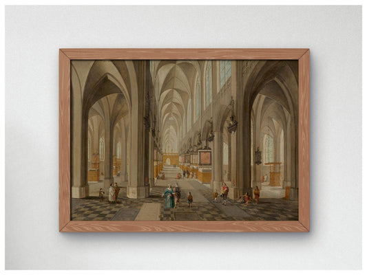 Antwerp Cathedral by Peeter Neeffs the Elder, 1655, Baroque and Chiaroscuro, fine art print