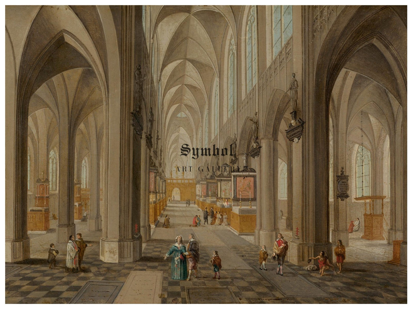 Antwerp Cathedral by Peeter Neeffs the Elder, 1655, Baroque and Chiaroscuro, fine art print
