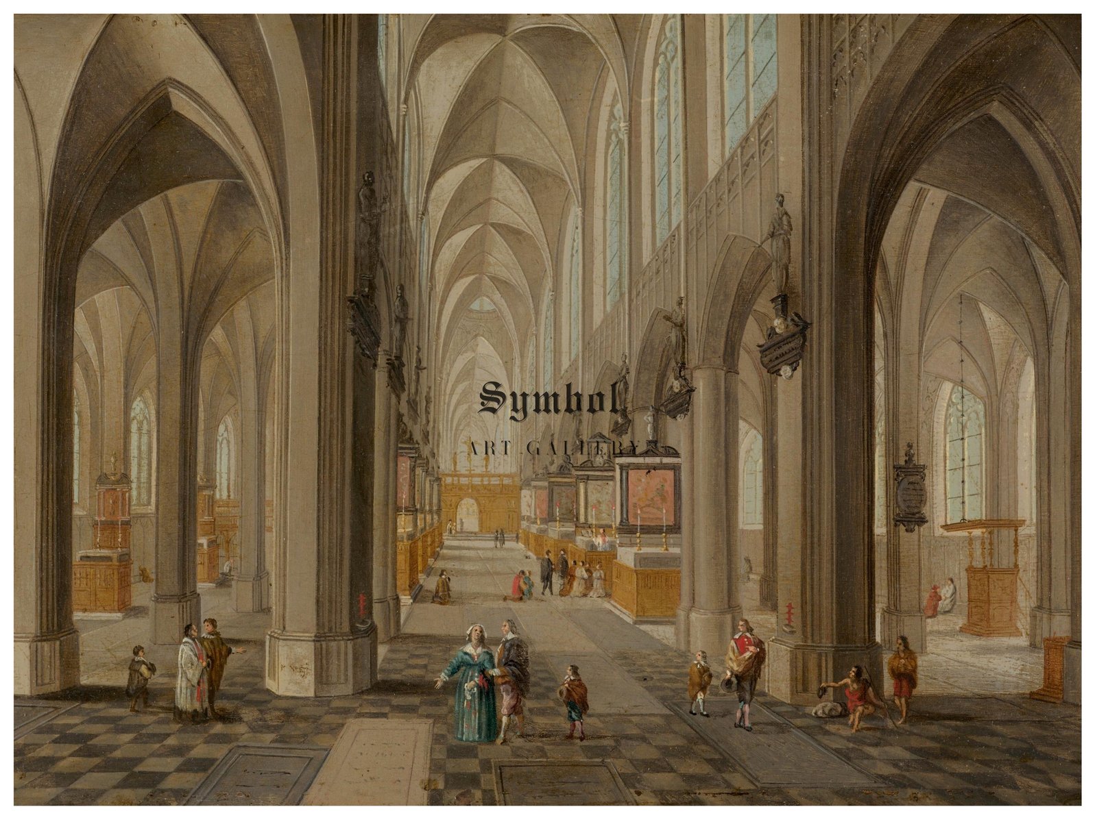 Antwerp Cathedral by Peeter Neeffs the Elder, 1655, Baroque and Chiaroscuro, fine art print
