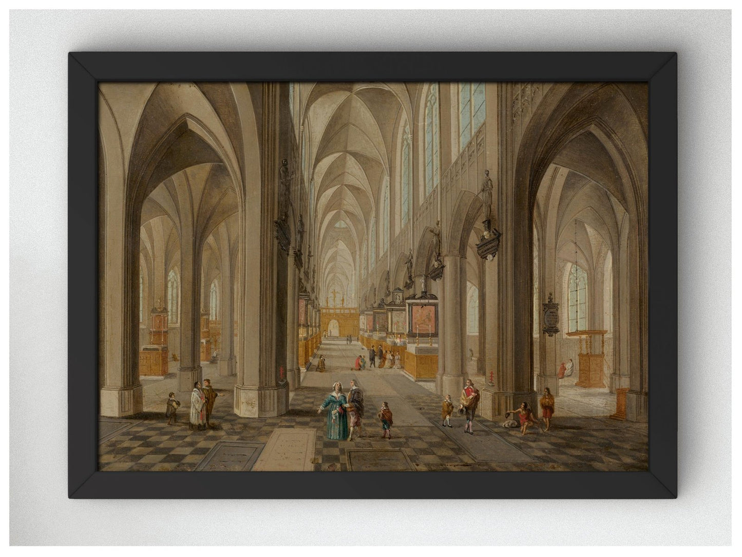 Antwerp Cathedral by Peeter Neeffs the Elder, 1655, Baroque and Chiaroscuro, fine art print