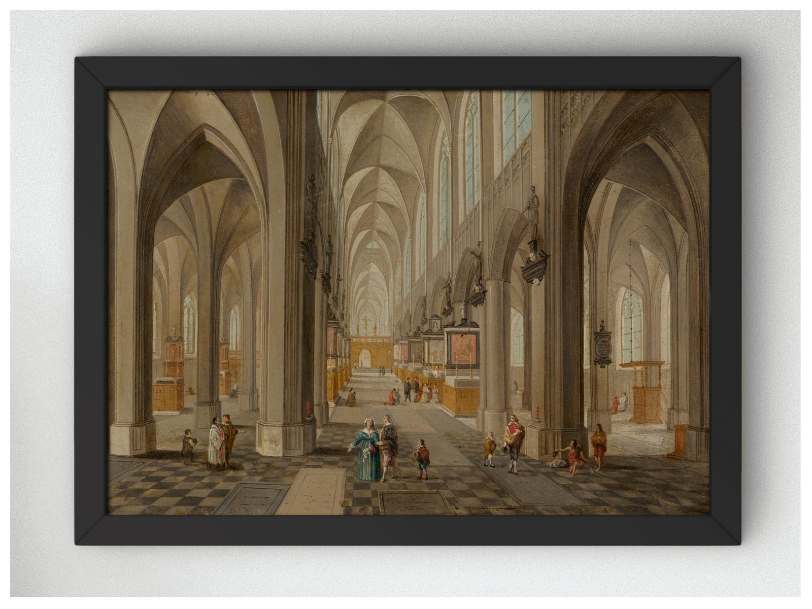 Antwerp Cathedral by Peeter Neeffs the Elder, 1655, Baroque and Chiaroscuro, fine art print