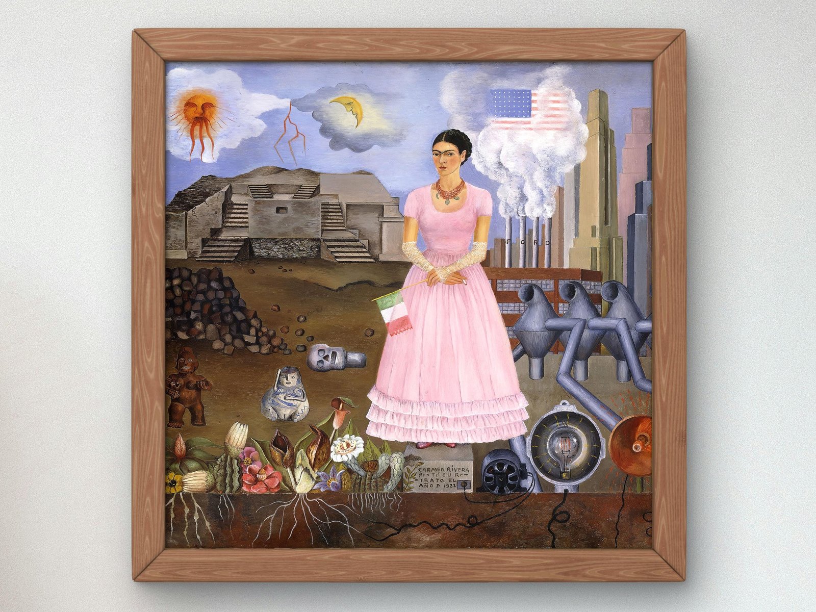 Autoportrait a la Frontiere del Mexique et des Etats Unis by Frida Kahlo, 1932, Surrealism, fine art print