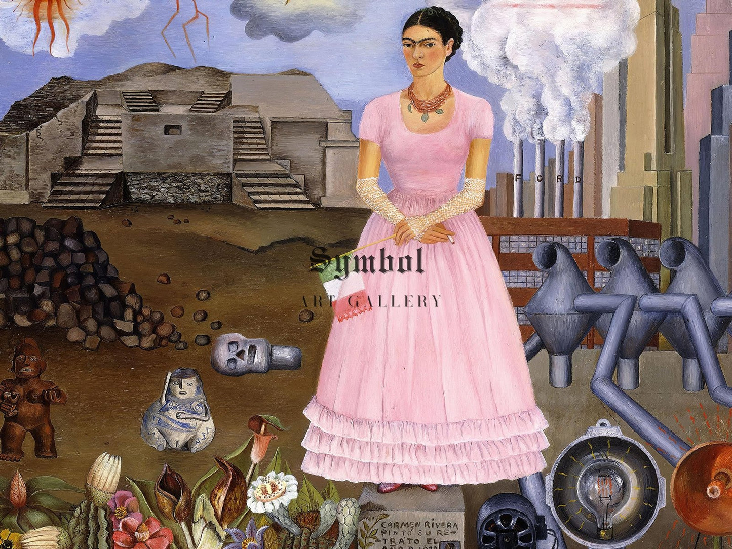 Autoportrait a la Frontiere del Mexique et des Etats Unis by Frida Kahlo, 1932, Surrealism, fine art print