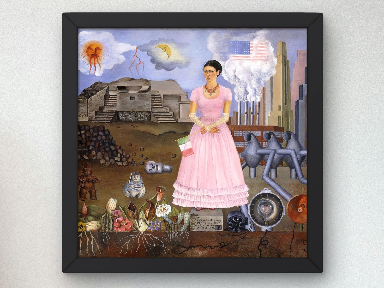 Autoportrait a la Frontiere del Mexique et des Etats Unis by Frida Kahlo, 1932, Surrealism, fine art print