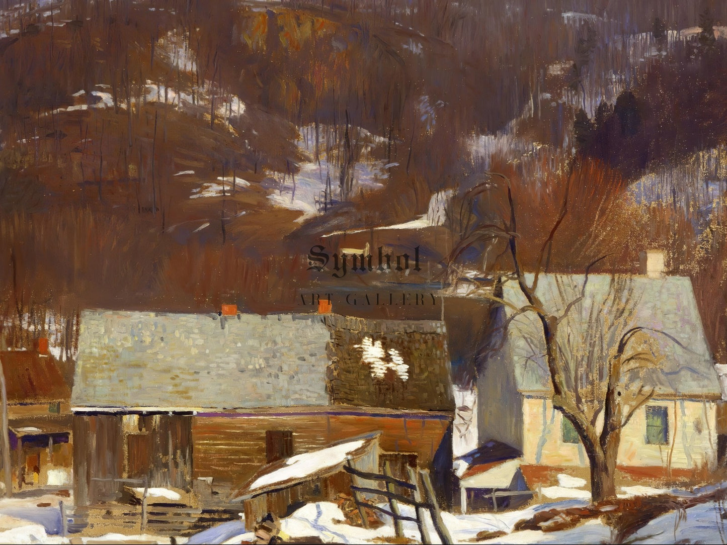 Late Snow Byram by Daniel Garber 1936, Wall Art Print, Fine Art Reproduction, Museum Quality Decor, Poster