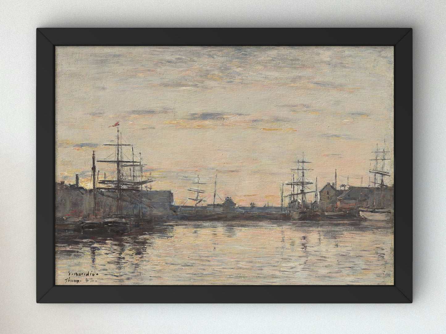 Fécamp The Inner Harbor by Eugène Boudin 1883, Wall Art Print, Fine Art Reproduction, Museum Quality Decor, Poster