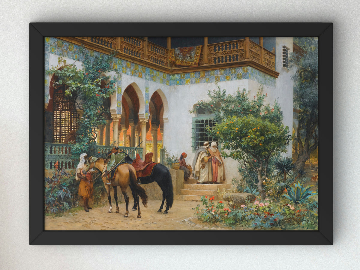 A North African Courtyard by Frederick Arthur Bridgman 1879, Wall Art Print, Fine Art Reproduction, Museum Quality Decor, Poster