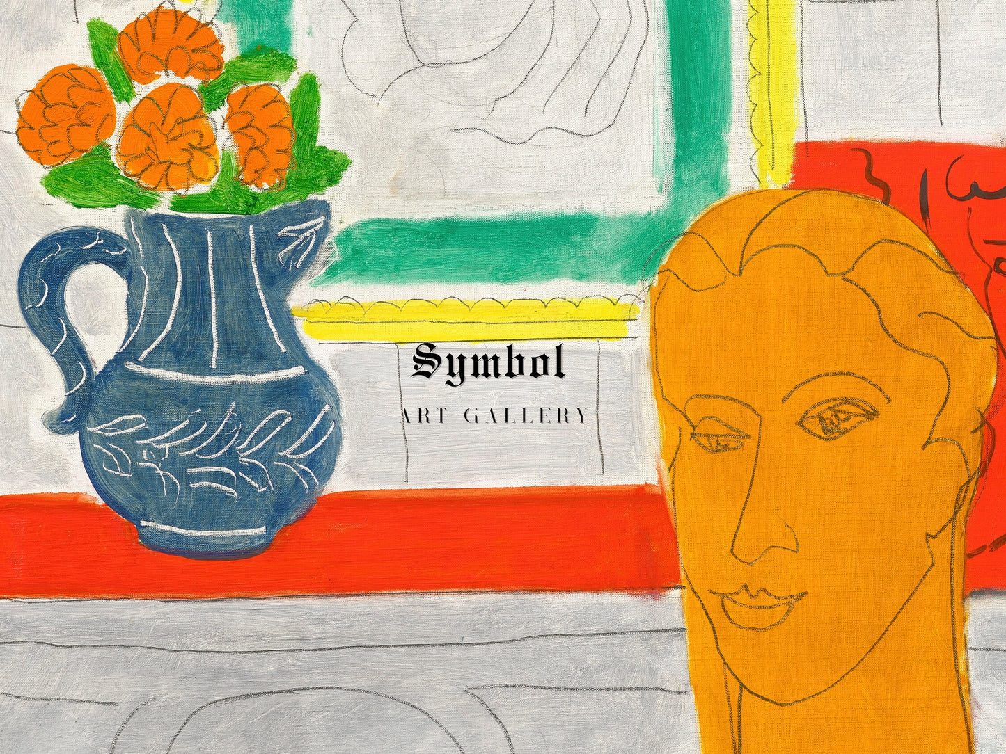 Figure et Bouquet by Henri Matisse 1937, Wall Art Print, Fine Art Reproduction, Museum Quality Decor, Poster