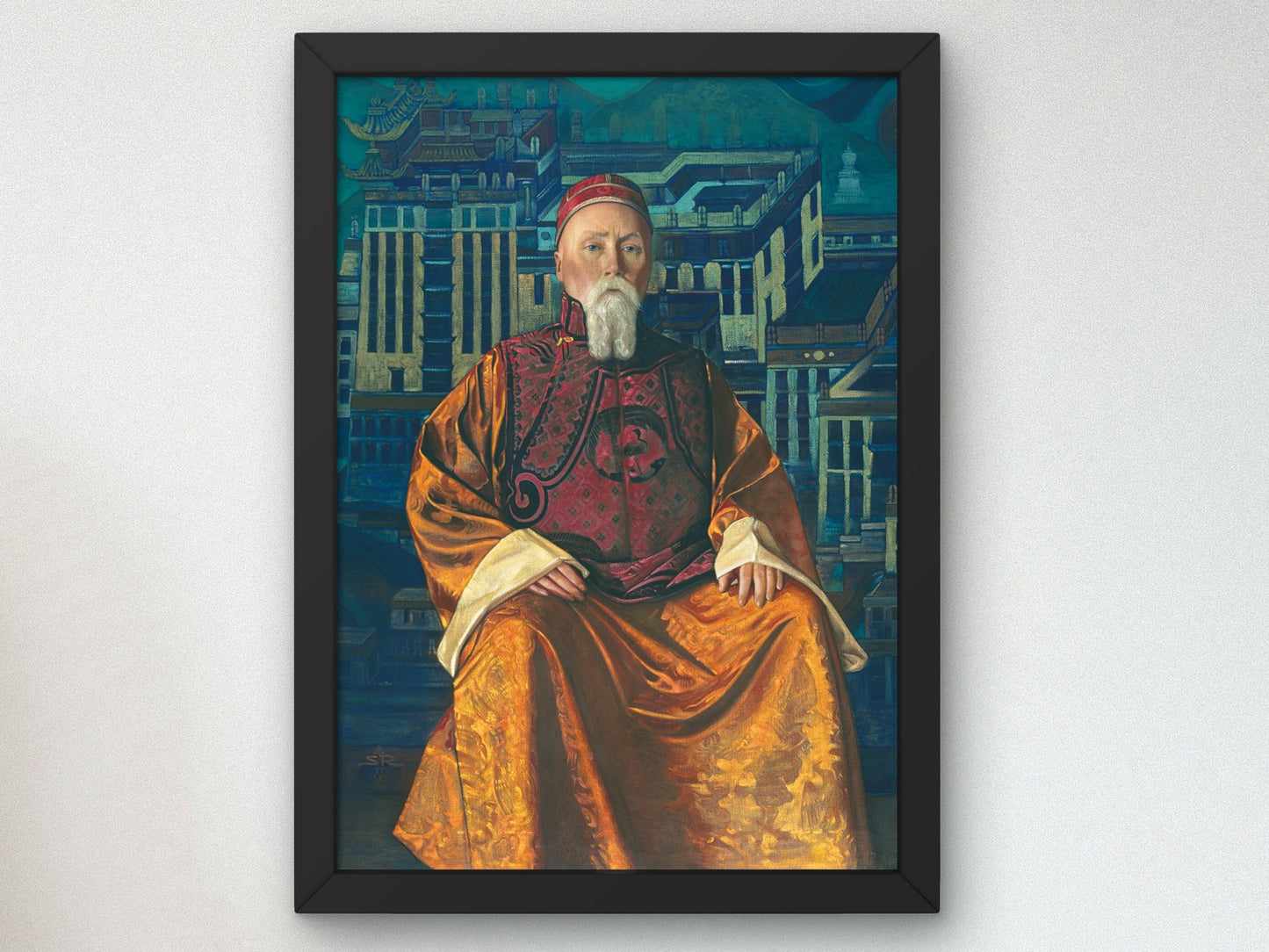 Portrait of N.K. Roerich in a Tibetan Robe by Svetoslav Roerich 1933, Wall Art Print, Fine Art Reproduction, Museum Quality Decor, Poster