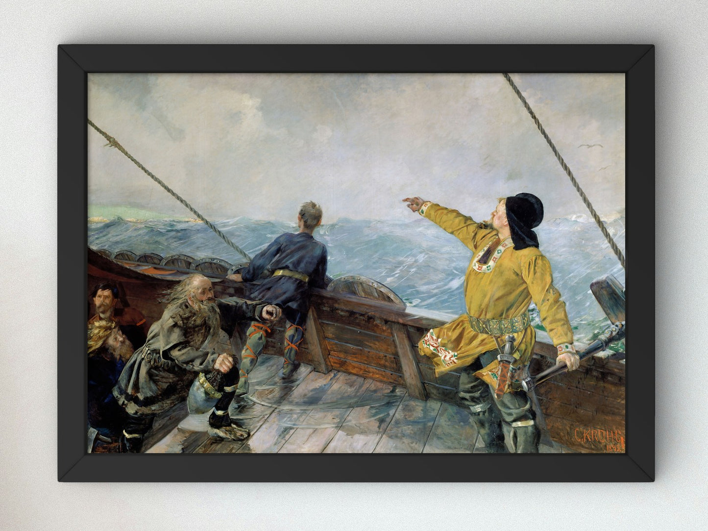 Leiv Erikson discovering America by Christian Krohg 1893, Wall Art Print, Fine Art Reproduction, Museum Quality Decor, Poster