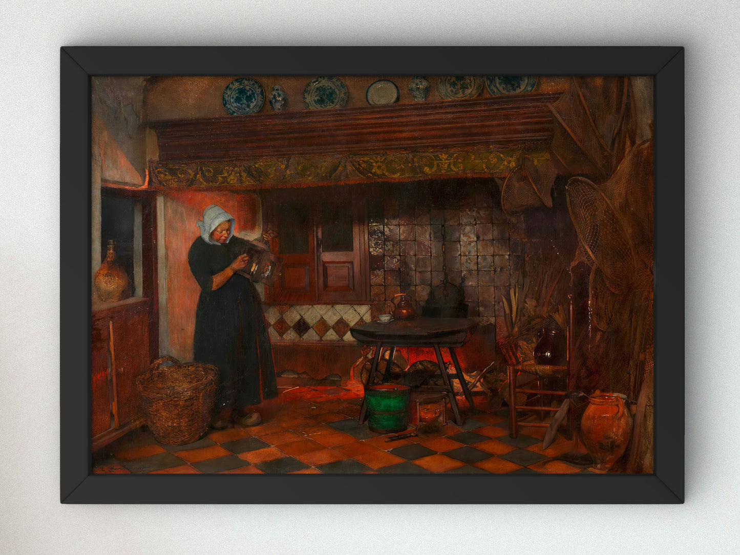 Dutch Kitchen Interior by Eduard Charlemont, Wall Art Print, Fine Art Reproduction, Museum Quality Decor, Poster