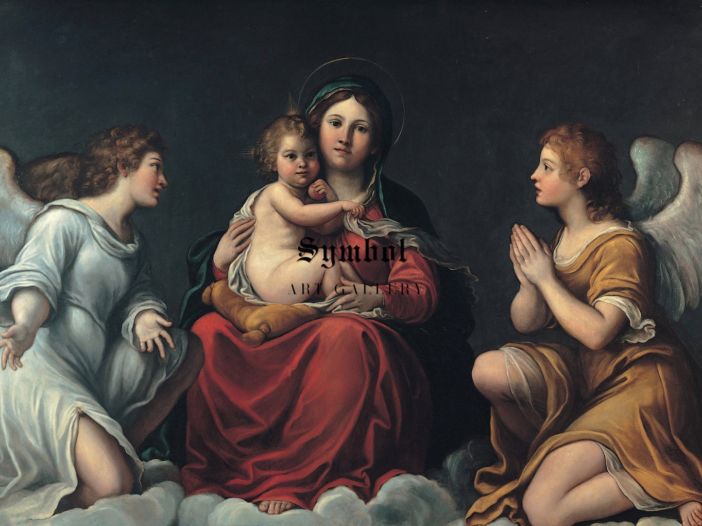 Madonna with the Child and Angels by Francesco Albani 1610, Wall Art Print, Fine Art Reproduction, Museum Quality Decor, Poster